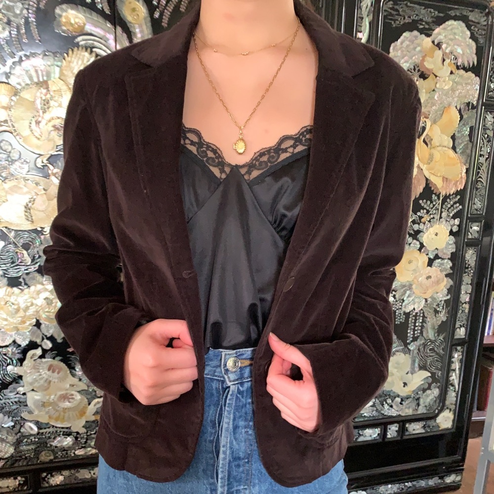 Chocolate brown velvety blazer